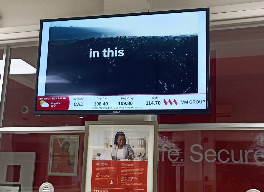 Photo of VM digital signage screen